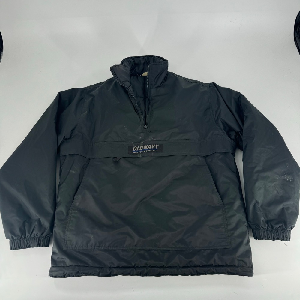 Old Navy Mens Black Winter Sport Pullover Anorak Jacket Size Large VTG